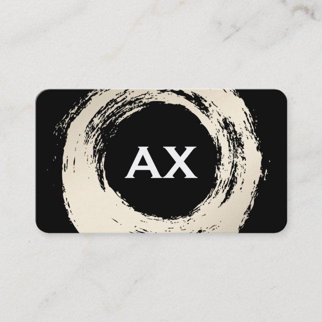 Carte De Visite Élégant brossé avec Monogramme (Devant)