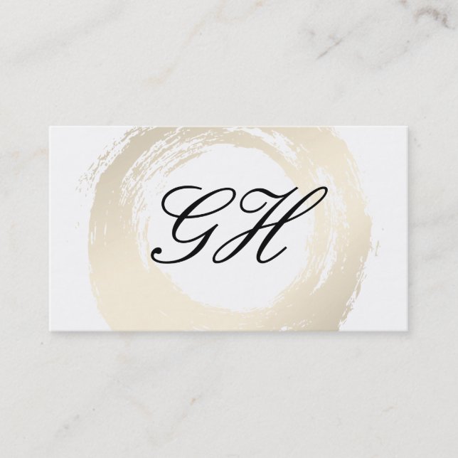 Carte De Visite Élégant brossé avec un texte de script de monogram (Devant)