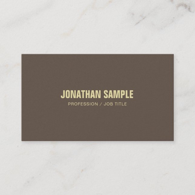 Carte De Visite Elégant Brown foncé chic élégant design tendance l (Devant)