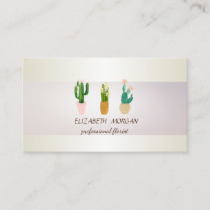 Carte De Visite Élégant Cactus À Bande Chic Plantés Succulents