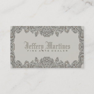 Carte De Visite Elégant cadre gris orné de perles victoriennes