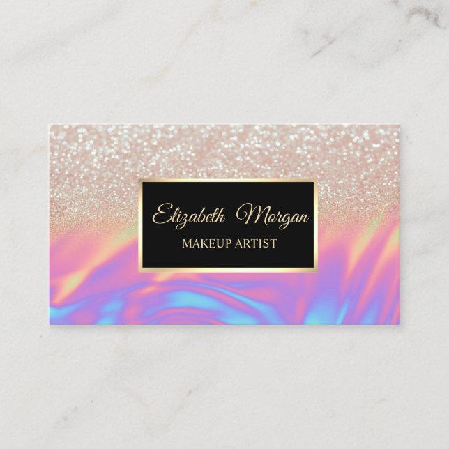 Carte De Visite Elégant cadre holographique Ombre Parties scintill (Devant)