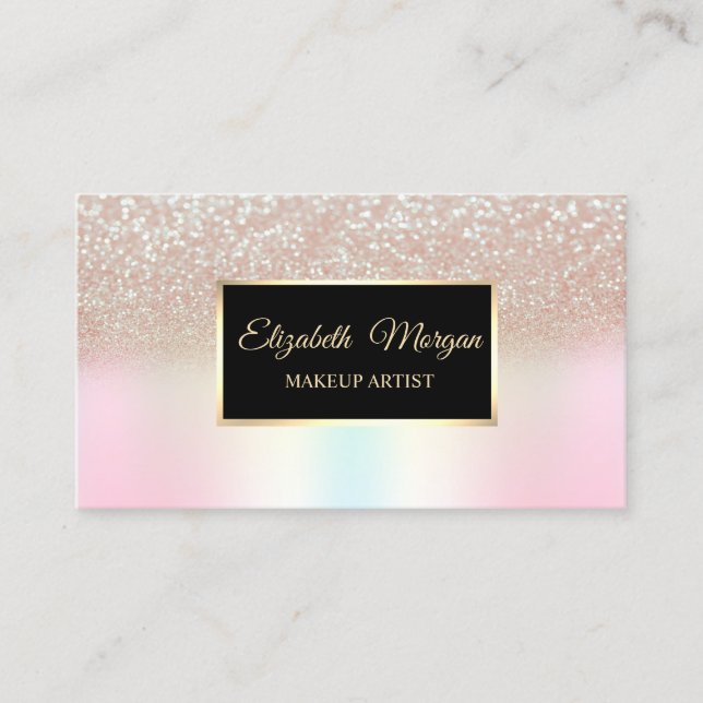 Carte De Visite Elégant cadre holographique Parties scintillant (Devant)