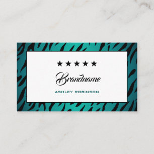 Carte De Visite Elégant cadre Ombre Zebra Turquoise tendance