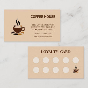 Carte De Visite Elégant café simple Shop Loyalty Card