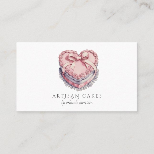 Carte De Visite Elegant Cake Bakery Heart Cake (Devant)