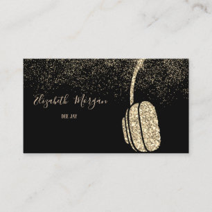 Carte De Visite Élégant casque Parties scintillant or DJ, Confetti
