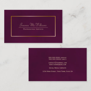Carte De Visite Elégant Cassis Simple Purple & Gold Professionnel