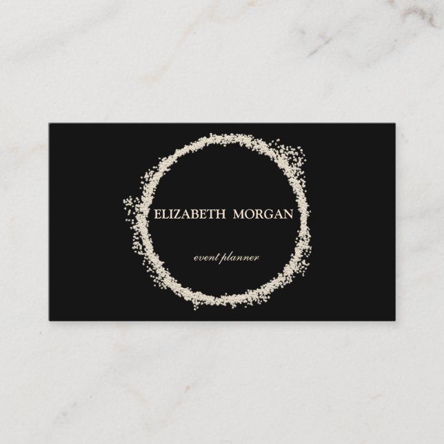 Carte De Visite Elégant Cercle de Confetti Noir Chic (Devant)