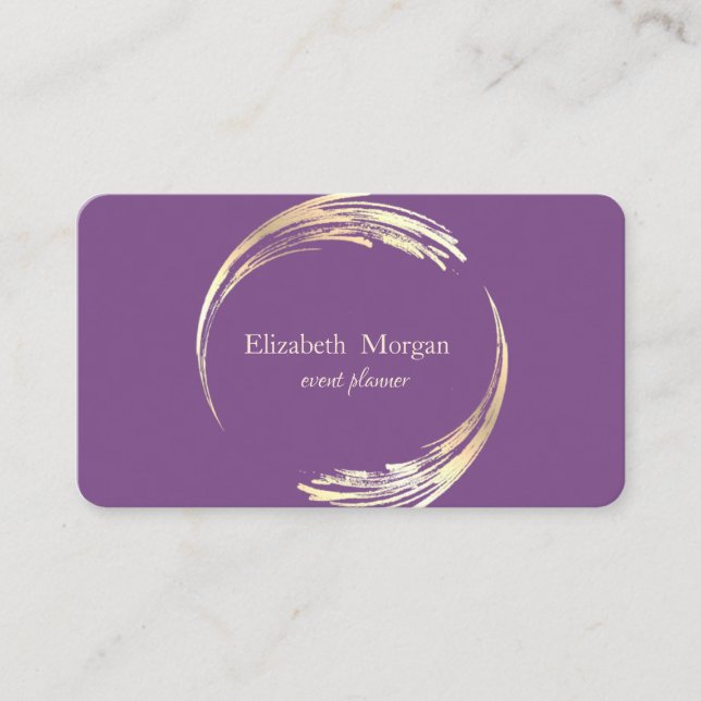 Carte De Visite Elégant cercle moderne violet, Or (Devant)