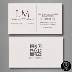 Carte De Visite Elegant Champagne Taupe Monogramme Signature