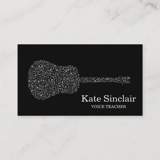 Carte De Visite Élégant chanteur blanc musique voix enseignant mus (Devant)