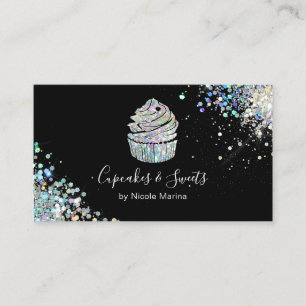 Carte De Visite Elégant Chef pâtissier de luxe Rainbow Cupcake