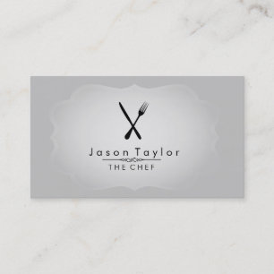 Carte De Visite Elégant Chef Restauration Retro Knife Fork Restaur