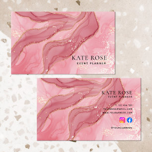 Carte De Visite Elégant Chic Blush Parties scintillant or rose Aqu
