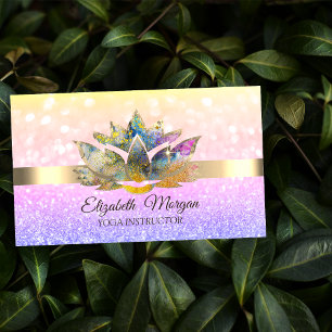 Carte De Visite Élégant Chic Bokeh Or, Ombré Lotus Yoga