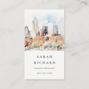 Carte De Visite Elégant Chic Denver Colorado Skyline Watercolor