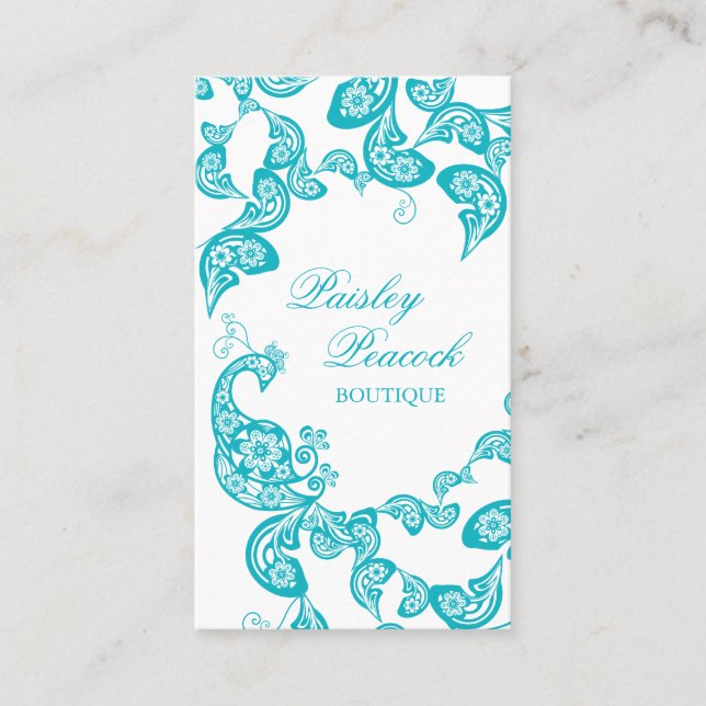 Carte De Visite Élégant chic élégant de paon floral de Paisley (Devant)