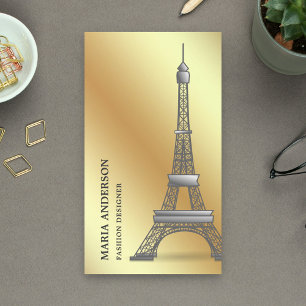 Carte De Visite Élégant Chic Feuille d'Or Fausse Paris Tour Eiffel