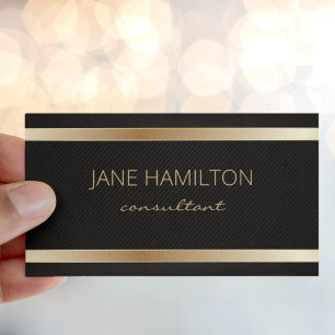 Carte De Visite Élégant Chic Gold Minimaliste Noir