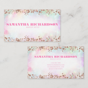 Carte De Visite Élégant Chic Holographique Iridescente Rose Or