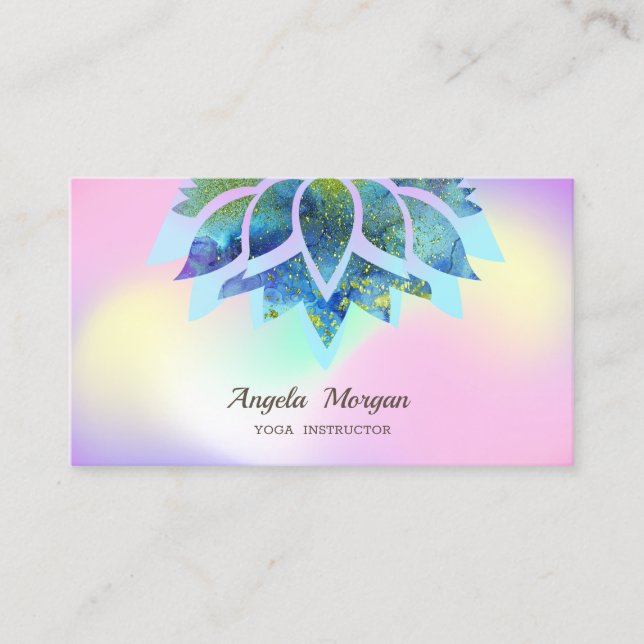 Carte De Visite Élégant Chic Lotus Fleur Holographique (Devant)