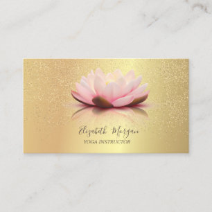 Carte De Visite Élégant Chic Lotus Gold Confetti Yoga Instructeur