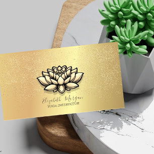 Carte De Visite Élégant Chic Lotus Or Confetti 