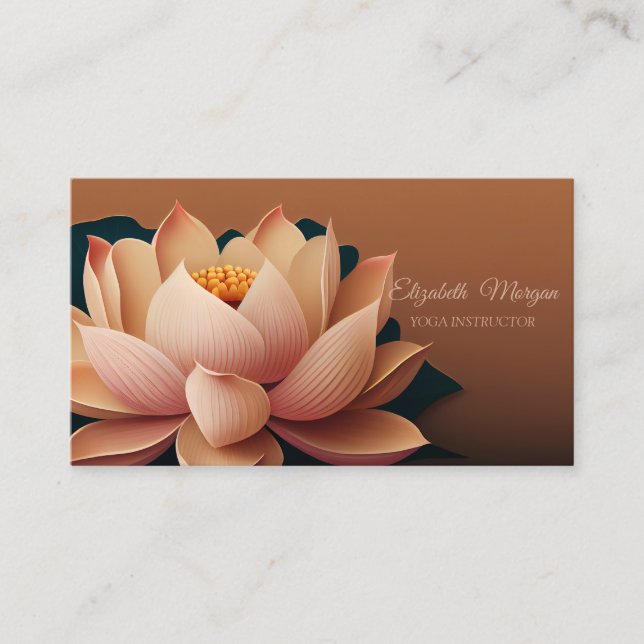 Carte De Visite Élégant Chic Lotus Yoga Instructeur (Devant)