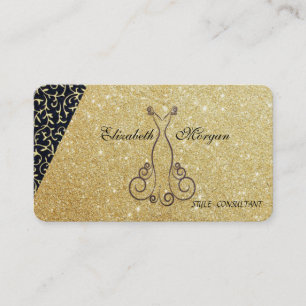 Carte De Visite Élégant Chic Luxe Pailleté, Robe