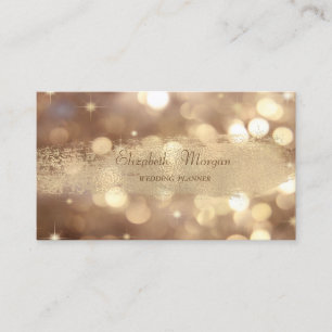 Carte De Visite Élégant Chic Modern Bokeh, Faux Gold Brush Stroke
