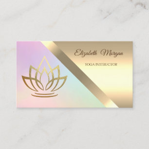 Carte De Visite Élégant Chic Moderne Or Lotus Yoga Instructeur