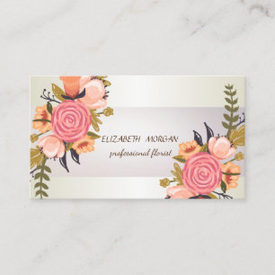 Carte De Visite Élégant Chic Rayure , Floral
