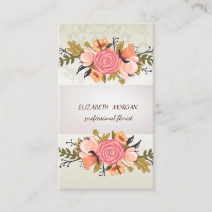 Carte De Visite Élégant Chic  Rayures, Dentelle, Floral
