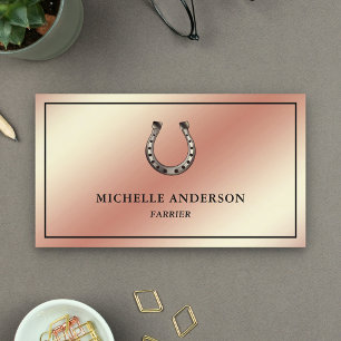 Carte De Visite Elegant Chic Rose Gold Foil Fer à Cheval Maréchal-