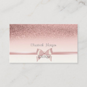 Carte De Visite Élégant Chic Ruban à nœud rose, Bokeh pailleté