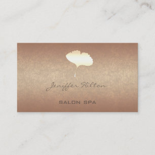 Carte De Visite Élégant chic simple feuille de ginko or rose