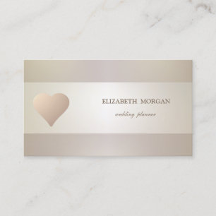 Carte De Visite Élégant Chic Sophistiqué, Coeur Or Rose