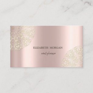 Carte De Visite Élégant Chic Sophistiqué, Dentelle, Or Rose