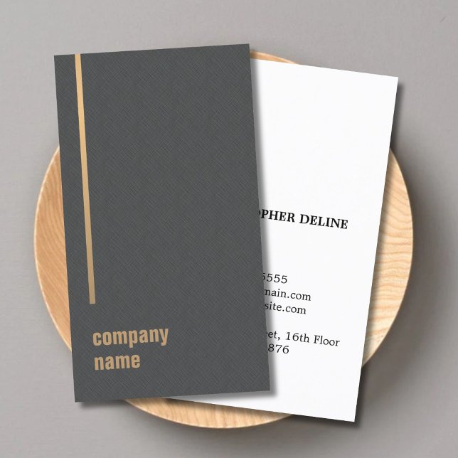 Carte De Visite Elégant Chic Texture Grey Faux Gold Consultant (Créateur téléchargé)