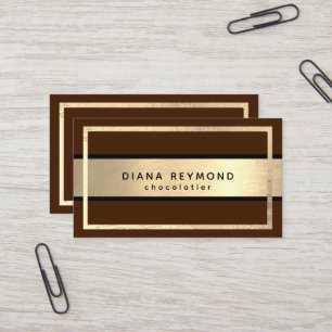 Carte De Visite Élégant chocolatier Brown Faux Gold