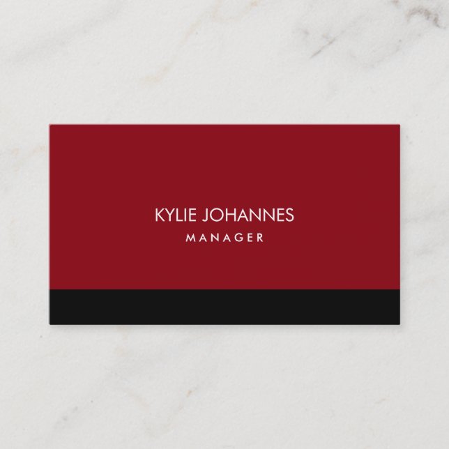 Carte De Visite Élégant clair élégant rouge couleur noir professio (Devant)