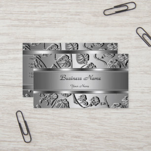 Carte De Visite Élégant Classe Aspect Argent Embossé Image