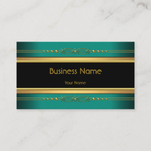 Carte De Visite Élégant Classe Noir Jaune Or Vert Jade