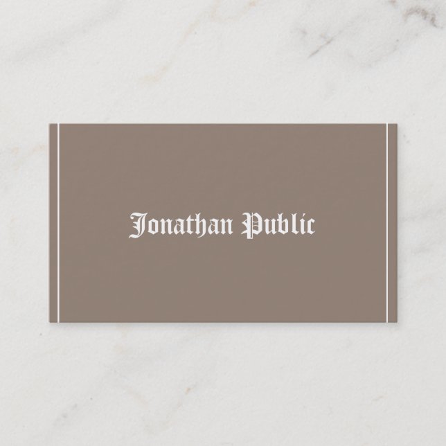 Carte De Visite Élégant Classic Font Design Professionnel Plain (Devant)