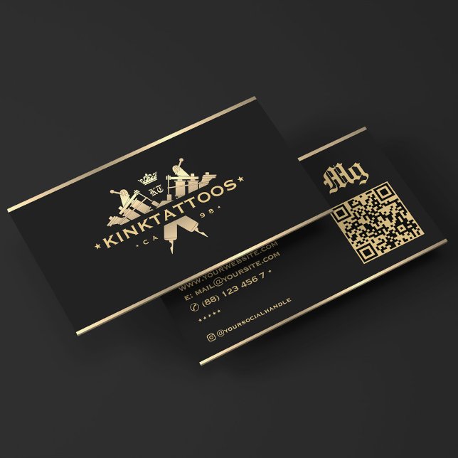Carte De Visite Élégant classique tatoueur tatouage Artiste de tat (Elegant Classic Tattooist Tattoo Artist Black Business Card
)