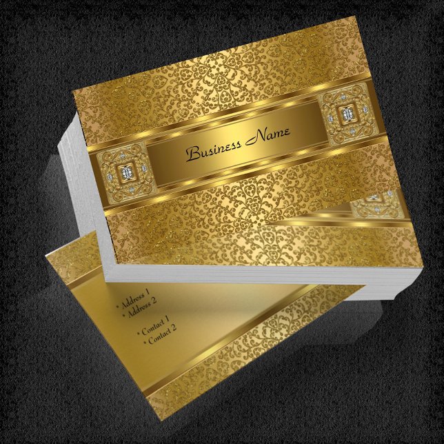 Carte De Visite Elégant Classy Gold Damask Embossé Look (Créateur téléchargé)