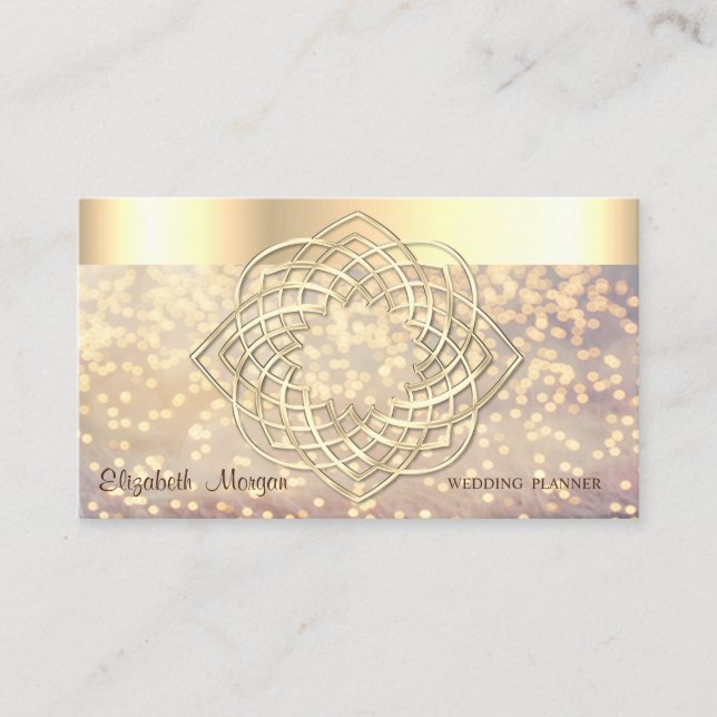 Carte De Visite Elégant Classy Moderne, Bokeh, Frontière Or Faux (Devant)