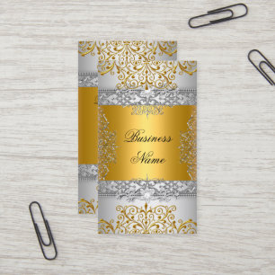 Carte De Visite Elégant Classy Or Lace Argent Blanc