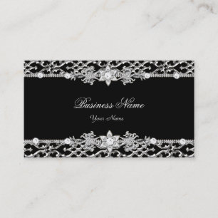 Carte De Visite Élégant Classy Silver Black Diamond 2
